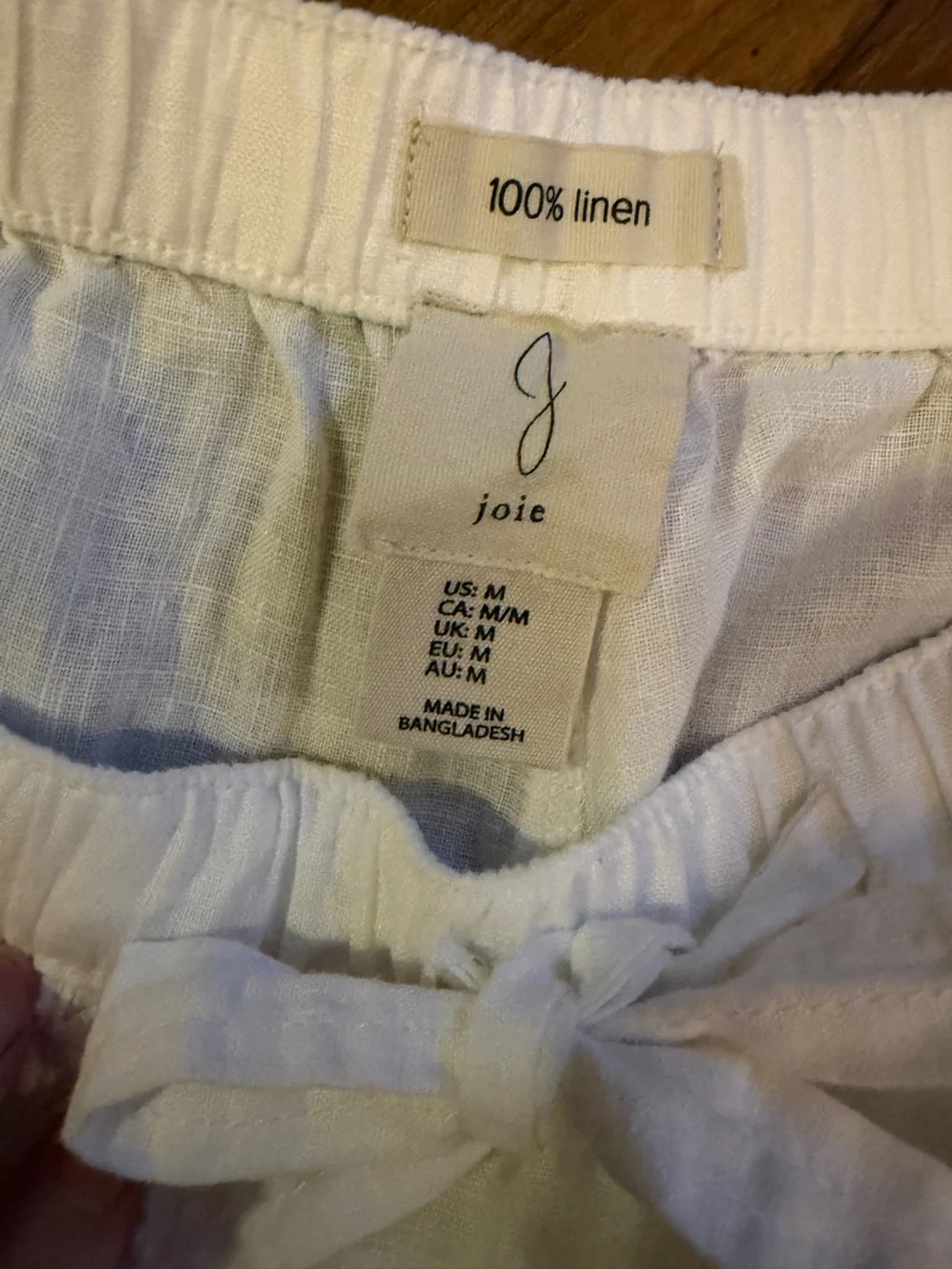 Joie White 100% Linen Crop white Drawstring pants M